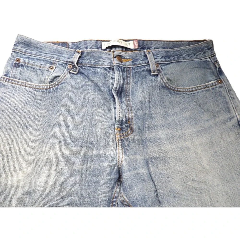 VTG Y2K Levi's 527 Low Boot Cut Jeans Men 34x30 Distressed Light Blue Denim Logo